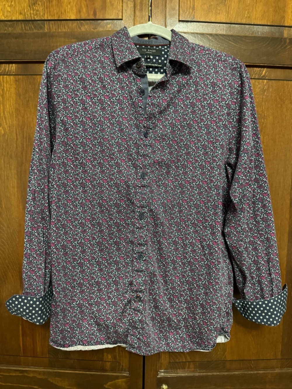 Ted Baker Thundar Floral Slim Button-Up Shirt Size 3 (Medium) 15.5in neck